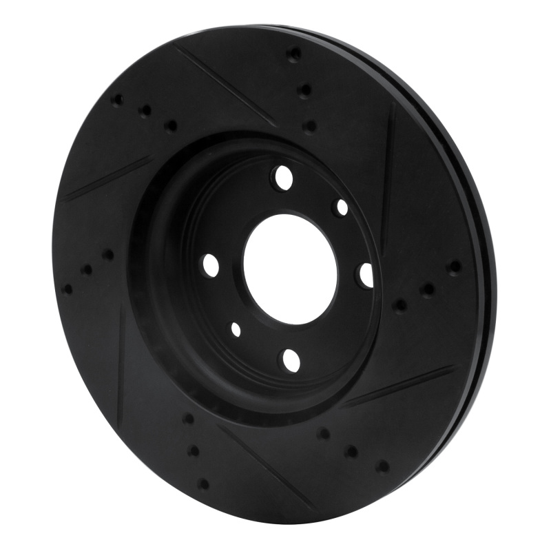 Dodge Vislon Brake Rotor (1) - Front Left - R1 Concepts - Drilled & Slotted - Black - `09-`19